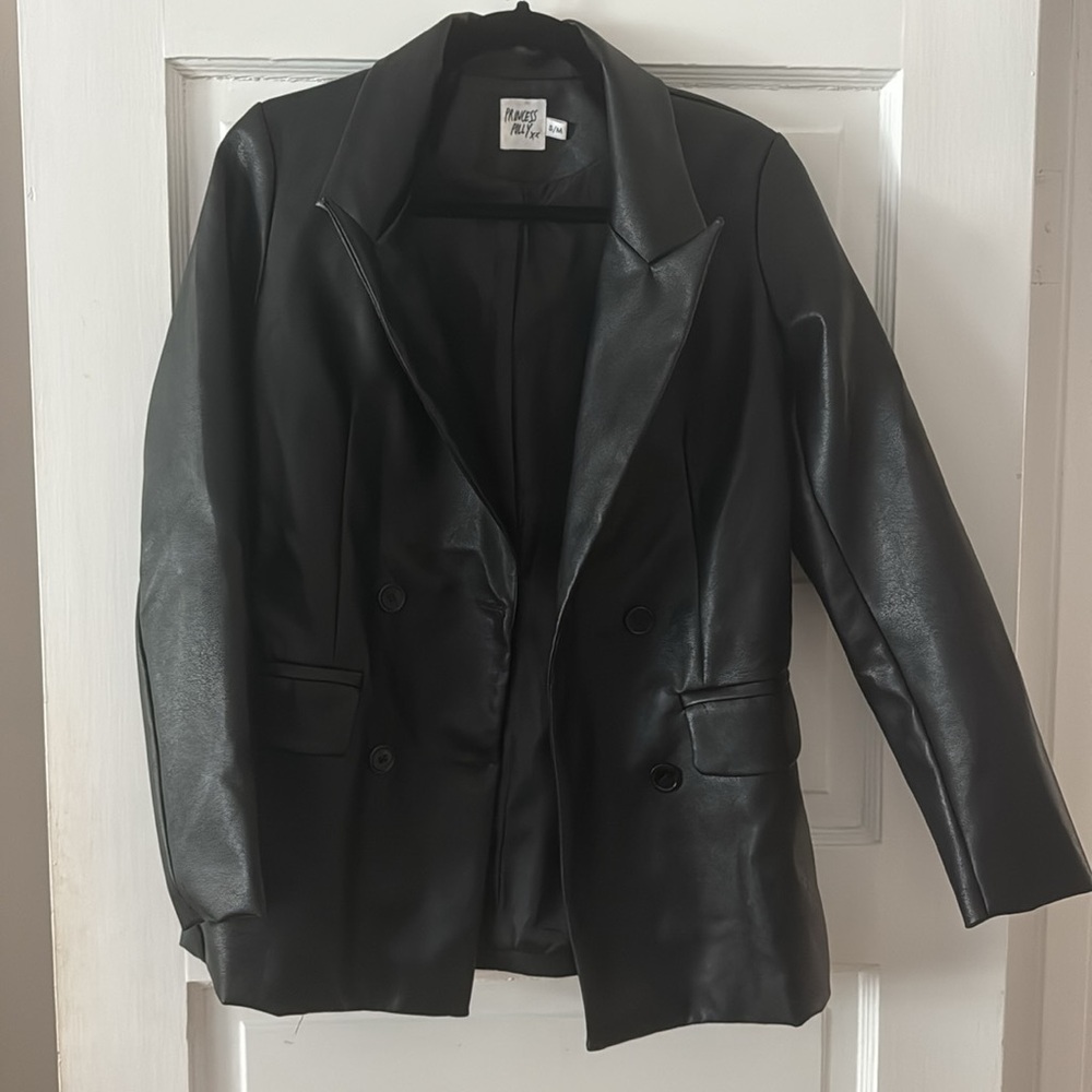 Princess Polly ELLEN FAUX LEATHER BLAZER - Picture 7 of 9